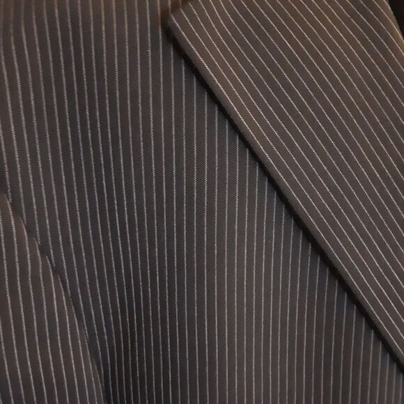 LAUREN RALPH LAUREN Blazer Pinstriped Soft Black Wool size 46L - Picture 3 of 13